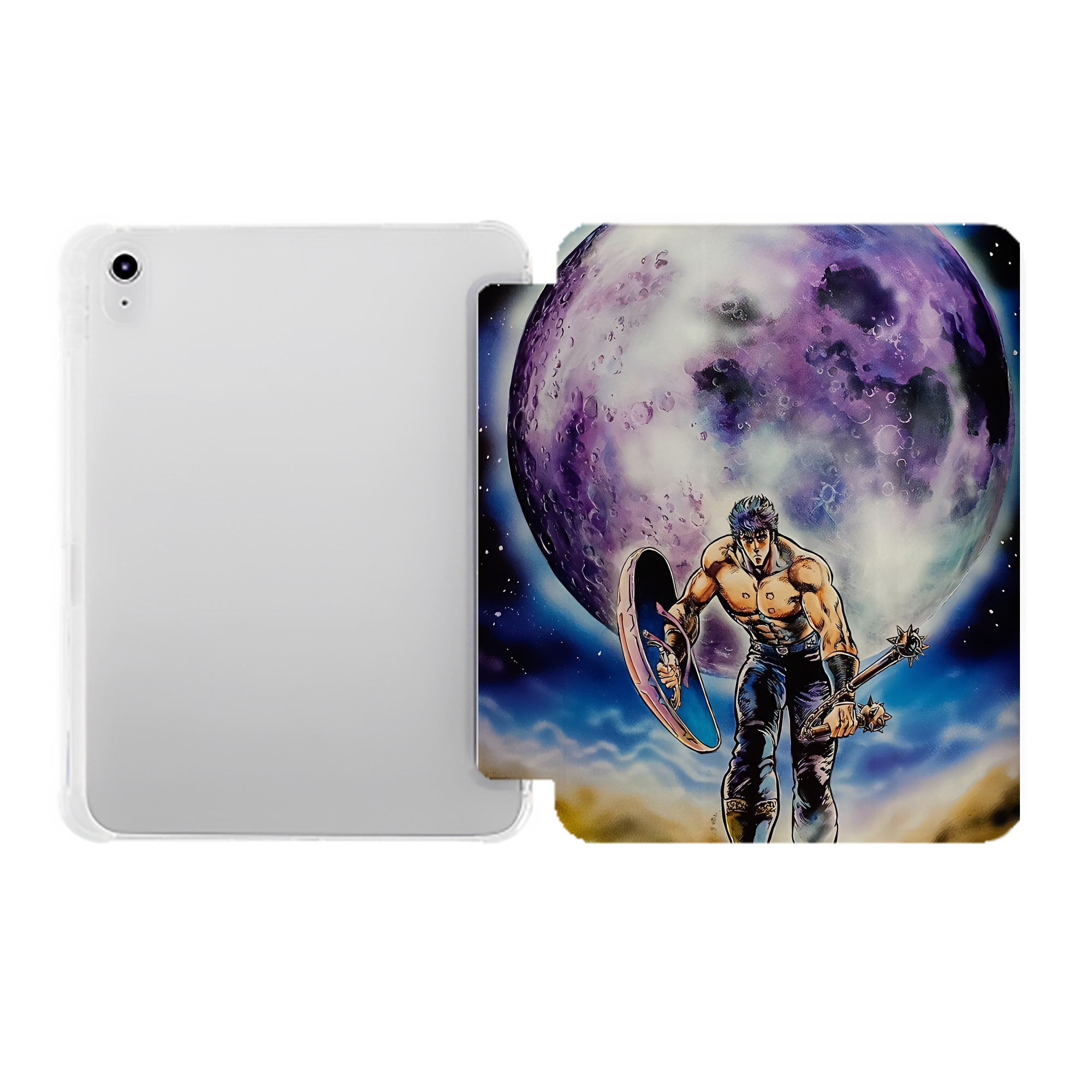 （画像用） 北斗の拳 Fist of the North Star IPad ケース ペン収納付き 三つ折りスタンド PUレザー×シリコン 対応機種9.5/10.5/10.9インチ
